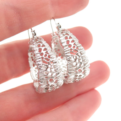 925 Sterling Silver Vintage Modernist Hoop Earrings