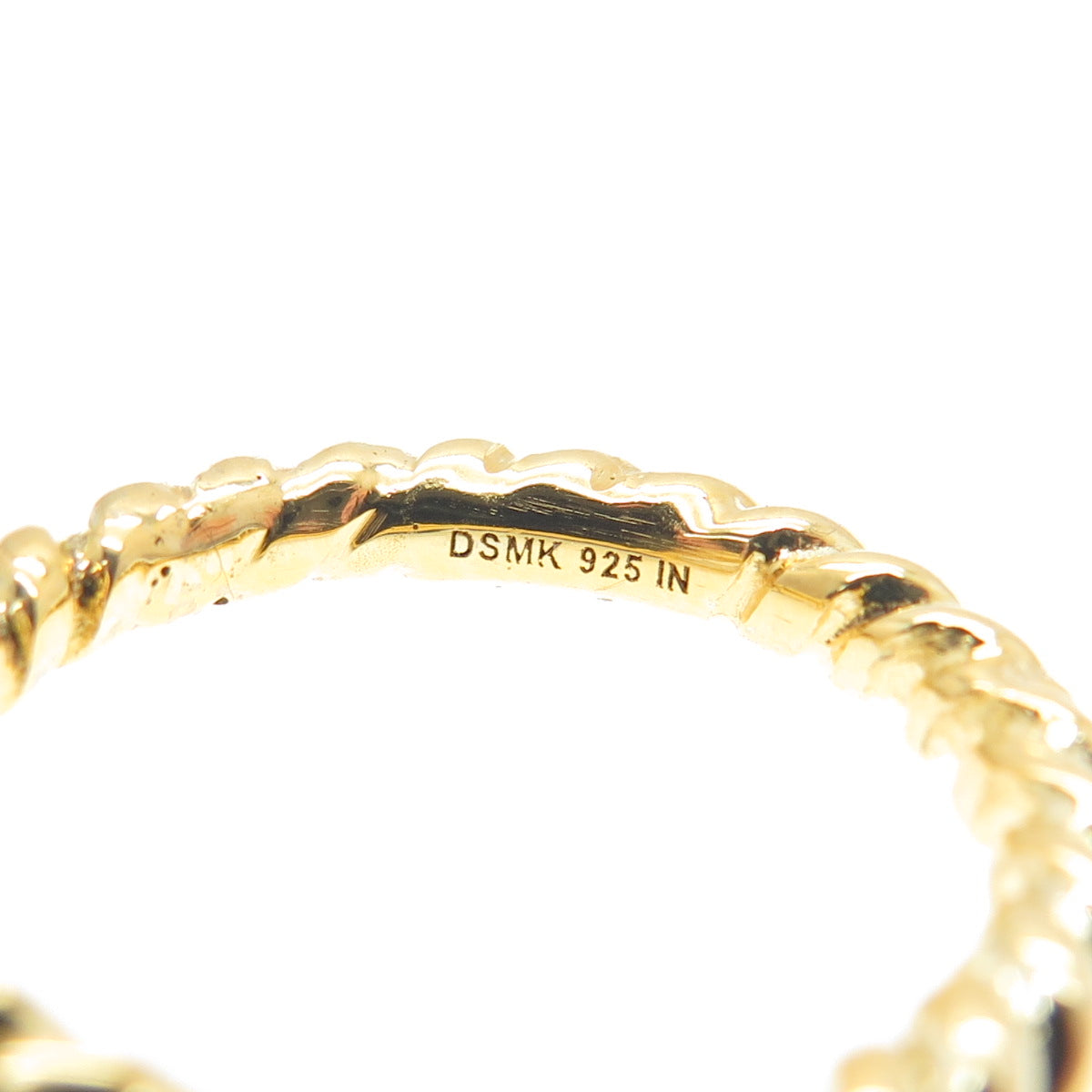 DSMK 925 Sterling Gold Plated Round-Cut C Z Twisted Engagement Ring Size 6