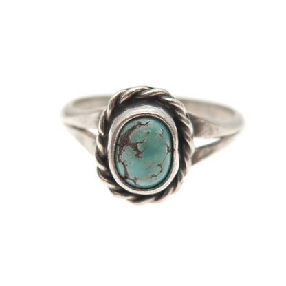 Old Pawn Sterling Silver Vintage Southwestern Turquoise Tribal Ring Size 6.25