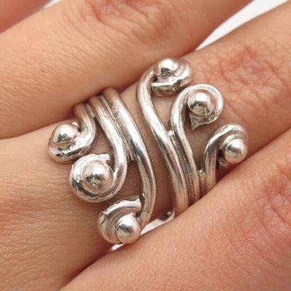 925 Sterling Silver Vintage Swirl Beaded Ring Size 6.5