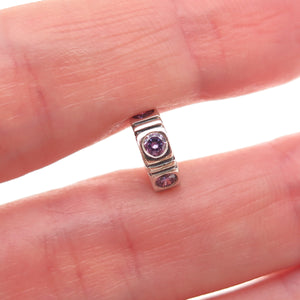 Pandora 925 Sterling Silver Purple C Z Trinity Spacer Slide Charm