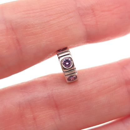 Pandora 925 Sterling Silver Purple C Z Trinity Spacer Slide Charm