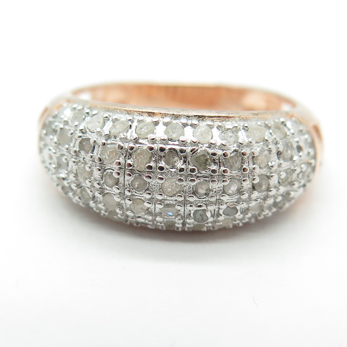DEE BERKLEY JEWELRY 925 Sterling Silver 2-Tone Diamond Floral Ring Size 7.25