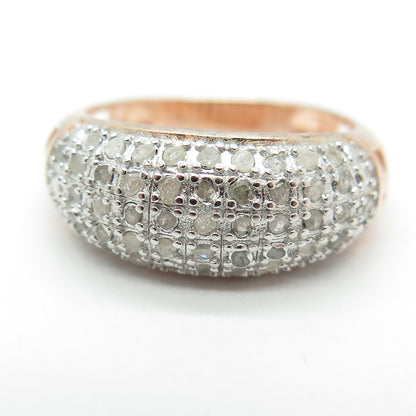 DEE BERKLEY JEWELRY 925 Sterling Silver 2-Tone Diamond Floral Ring Size 7.25