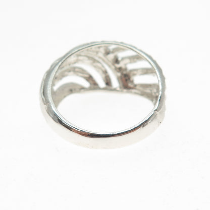 925 Sterling Silver Vintage Modernist Ribbed Ring Size 7.75