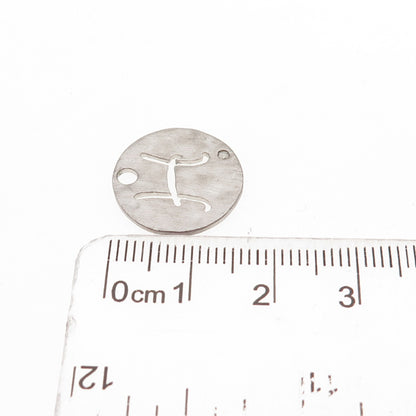 925 Sterling Silver Real Diamond Letter H Initial Hammered Mini Charm Pendant