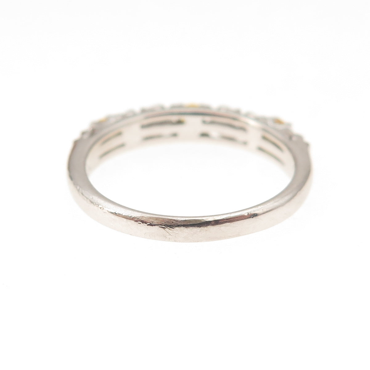 925 Sterling Silver Vintage Real Yellow Sapphire Byzantine Band Ring Size 6.75