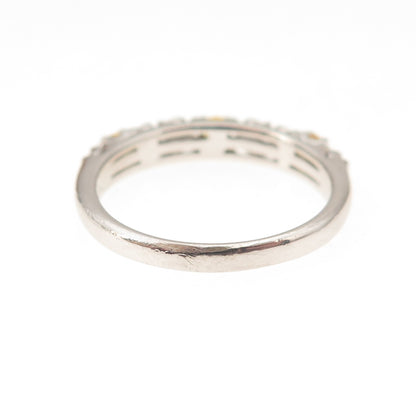 925 Sterling Silver Vintage Real Yellow Sapphire Byzantine Band Ring Size 6.75