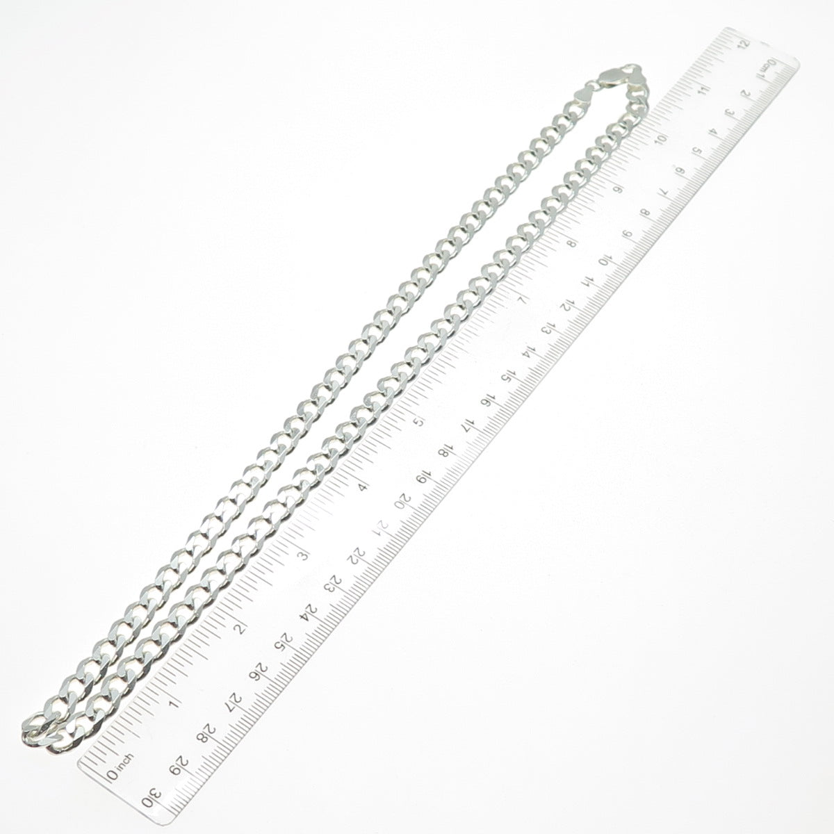 925 Sterling Silver Vintage Italy Curb Chain Necklace 22"