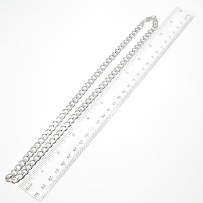 925 Sterling Silver Vintage Italy Curb Chain Necklace 22"