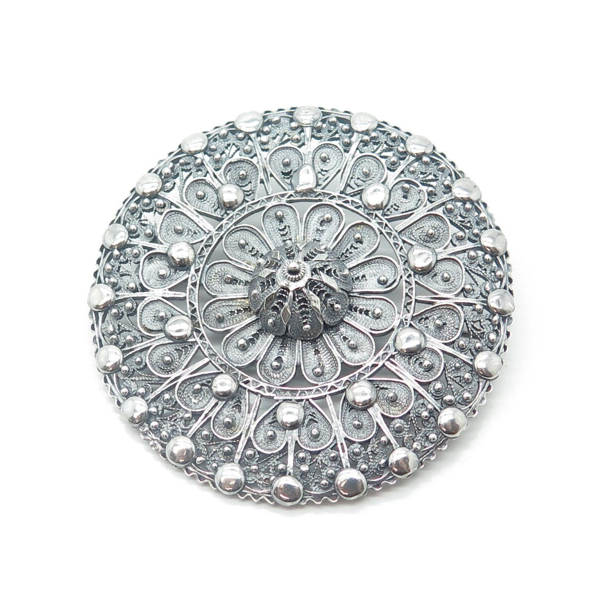 925 Sterling Silver Antique Art Deco Filigree Pin Brooch