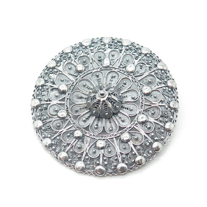 925 Sterling Silver Antique Art Deco Filigree Pin Brooch