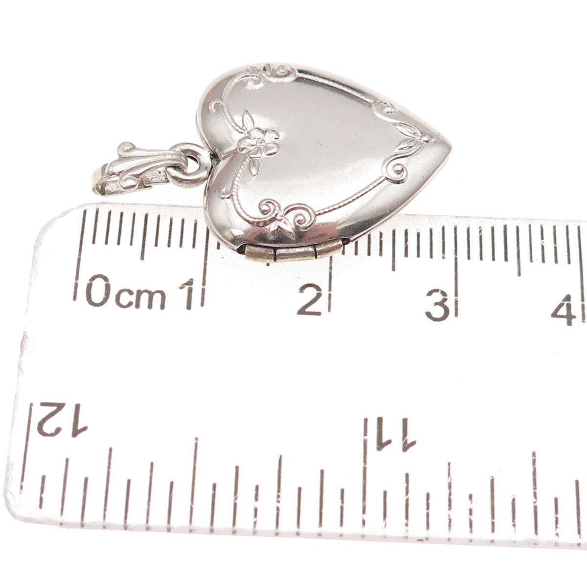 925 Sterling Silver Vintage Floral Locket Heart Charm Pendant