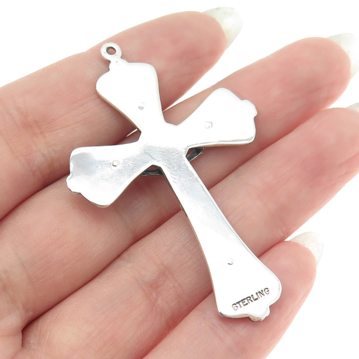 925 Sterling Silver Antique Art Deco Crucifix Cross Religious Pendant