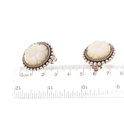 Stephen Dweck Sterling Silver Vintage Real MOP Floral Modernist Clip On Earrings