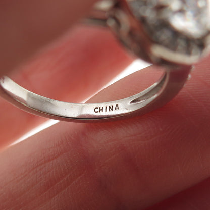 925 Sterling Silver Round-Cut C Z Engagement Ring Size 7