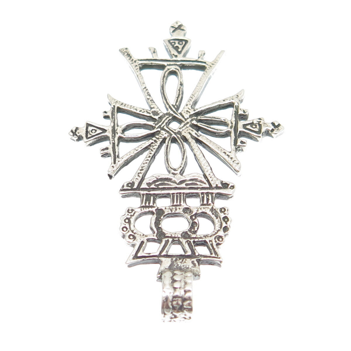 UNOAERRE 800 Silver Vintage Italy Cross Oxidized Pendant