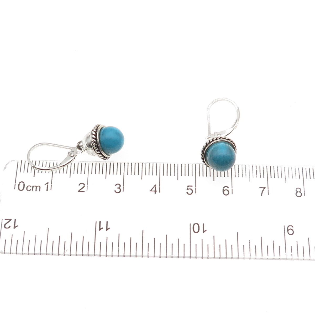 925 Sterling Silver Vintage Real Turquoise Dangle Earrings