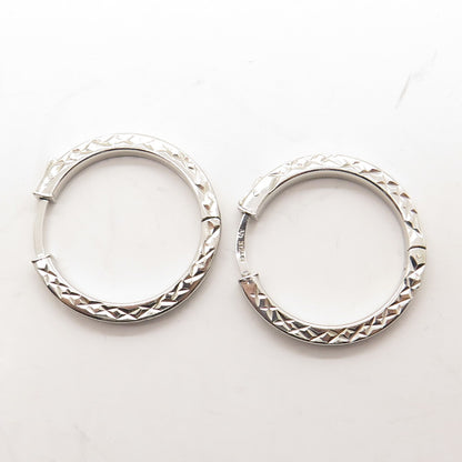 HAN 925 Sterling Silver Engraved Hoop Earrings