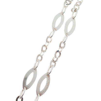925 Sterling Silver Vintage Marquise-Shape & Oval Disc Chain Necklace 18"