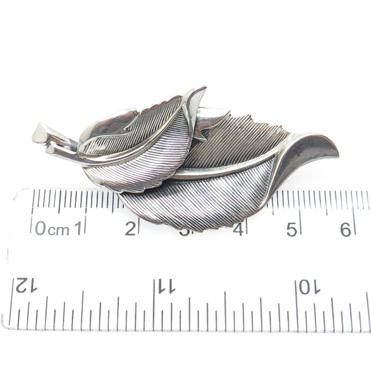 JEWELART 925 Sterling Silver Antique Art Deco Floral Leaf Oxidized Pin Brooch