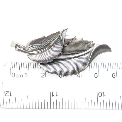 JEWELART 925 Sterling Silver Antique Art Deco Floral Leaf Oxidized Pin Brooch