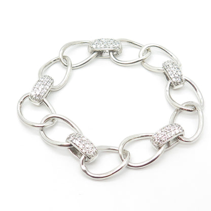 925 Sterling Silver C Z Cuban Link Bracelet 6.25"
