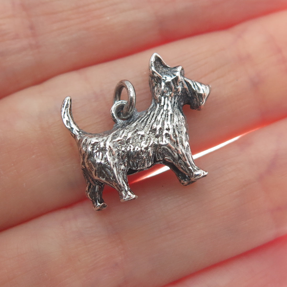 925 Sterling Silver Vintage Scottish Terrier Dog Minimalist Charm Pendant