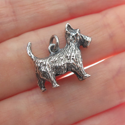 925 Sterling Silver Vintage Scottish Terrier Dog Minimalist Charm Pendant