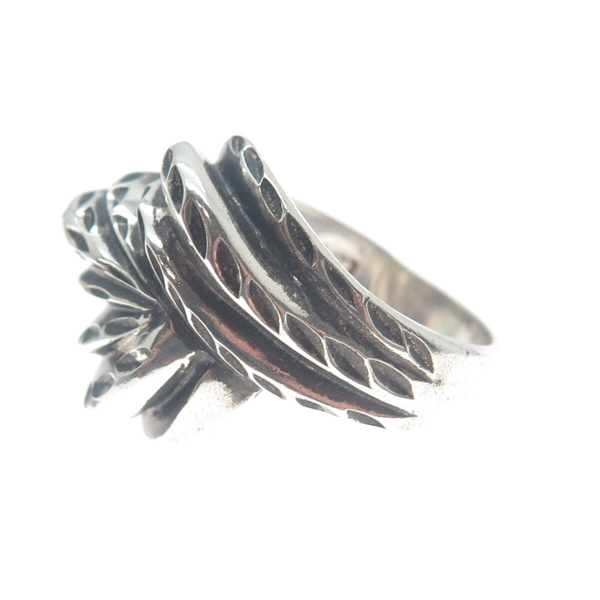 CHAPAL ZENRAY Sterling Silver Vintage Diamond-Cut Twisted Oxidized Ring Size 8.5