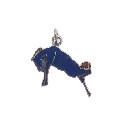 925 Sterling Silver Vintage Enamel Bull Fighting Charm Pendant