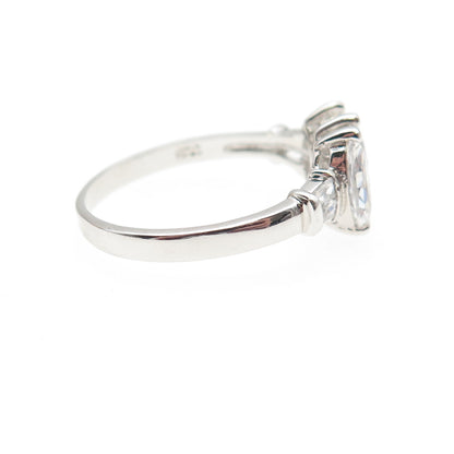 925 Sterling Marquise & Tapered Baguette-Cut C Z Engagement Ring Size 9.25