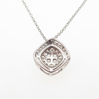 DEE BERKLE 925 Sterling Silver Princess & Round-Cut C Z Cable Chain Necklace 18"