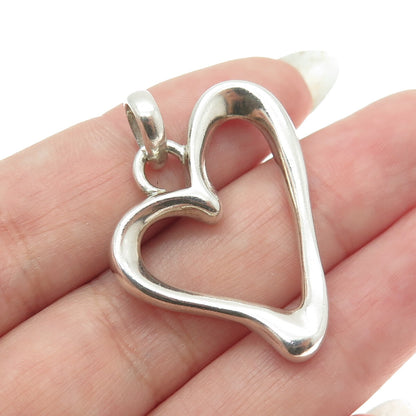 BARSE 925 Sterling Silver Vintage Modernist Open Heart Pendant