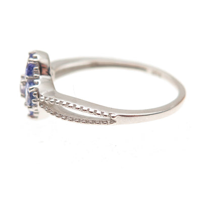 Chuck Clemency 925 Sterling Silver Real Tanzanite Floral Ring Size 8