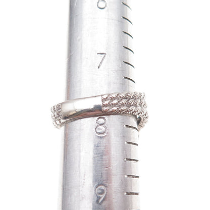 Judith Ripka 925 Sterling Silver C Z Heart 3-Row Adjustable Ring Size 7.75
