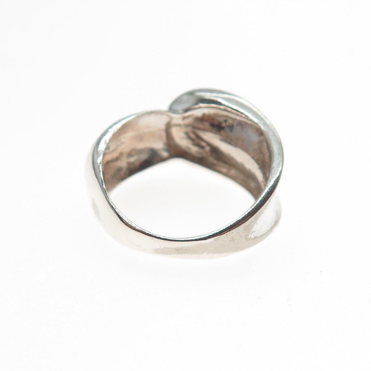 925 Sterling Silver Vintage Italy Modernist Overlap Ring Size 6.25