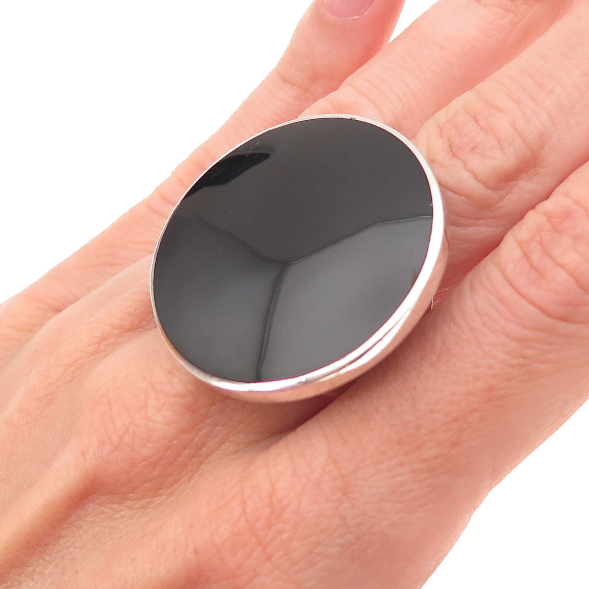 CW Sellors 925 Sterling Silver Sheffield 2011 Real Black Onyx Ring Size 9.5