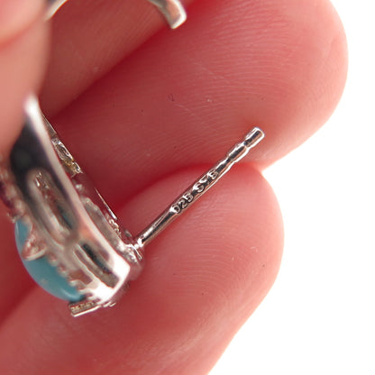 Chuck Clemency 925 Sterling Silver Real Turquoise Amethyst Topaz Floral Earrings