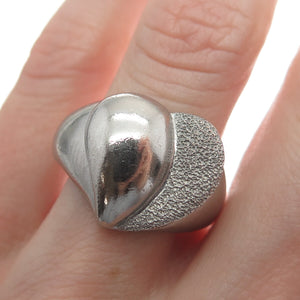 925 Sterling Silver Vintage Modernist Dome Heart Ring Size 7