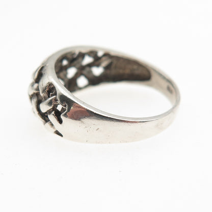925 Sterling Silver Vintage Woven Oxidized Ring Size 6.25