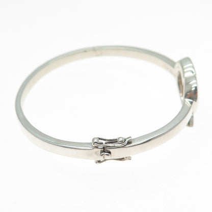 925 Sterling Vintage ALD London Real Diamond Accent Heart Bangle Bracelet 6.5"