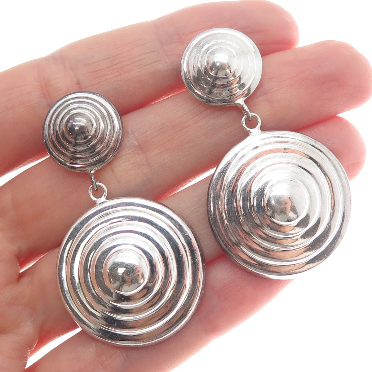 925 Sterling Silver Vintage Spiral Oxidized Dangle Earrings
