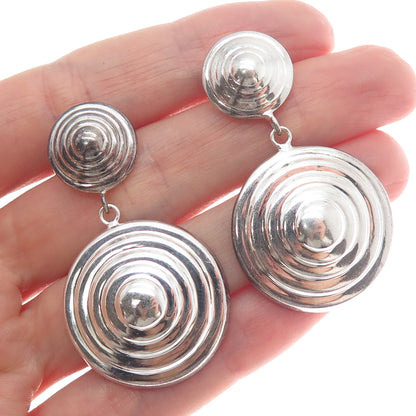 925 Sterling Silver Vintage Spiral Oxidized Dangle Earrings