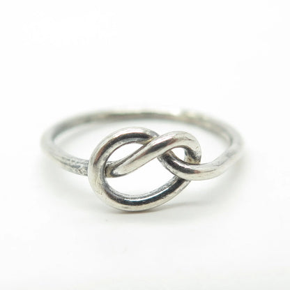 925 Sterling Silver Vintage Heart Knot Ring Size 5