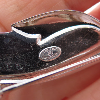 DANECRAFT 925 Sterling Silver Vintage Modenrist Floral Leaf Pin Brooch