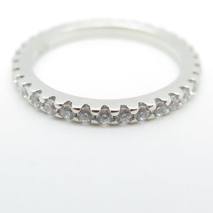 925 Sterling Silver C Z All Around Eternity Band Ring Size 5