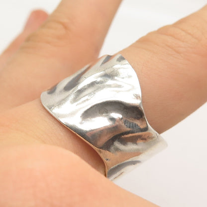 925 Sterling Silver Vintage Wrinkled Ring Size 12.25