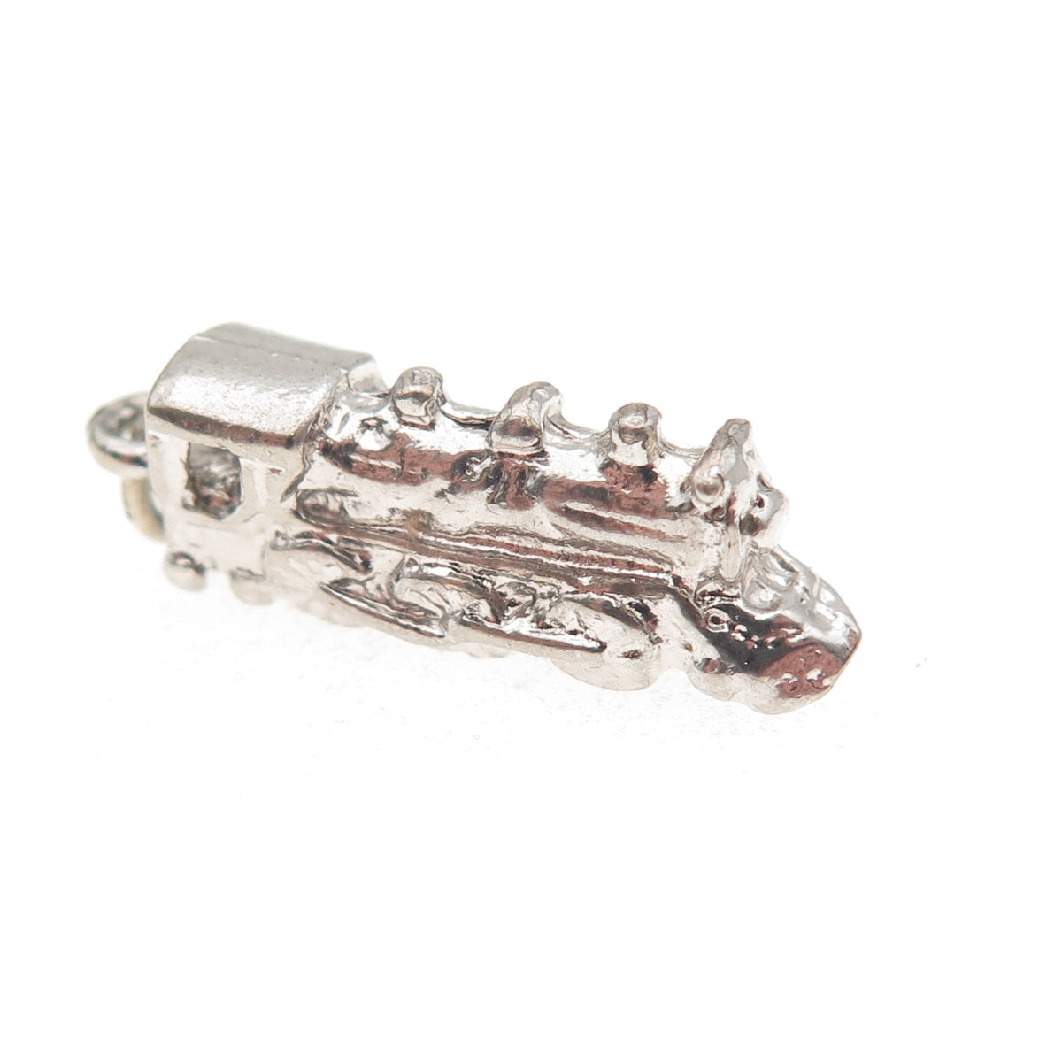 925 Sterling Silver Vintage Steam Engine Train 3D Mini Charm Pendant