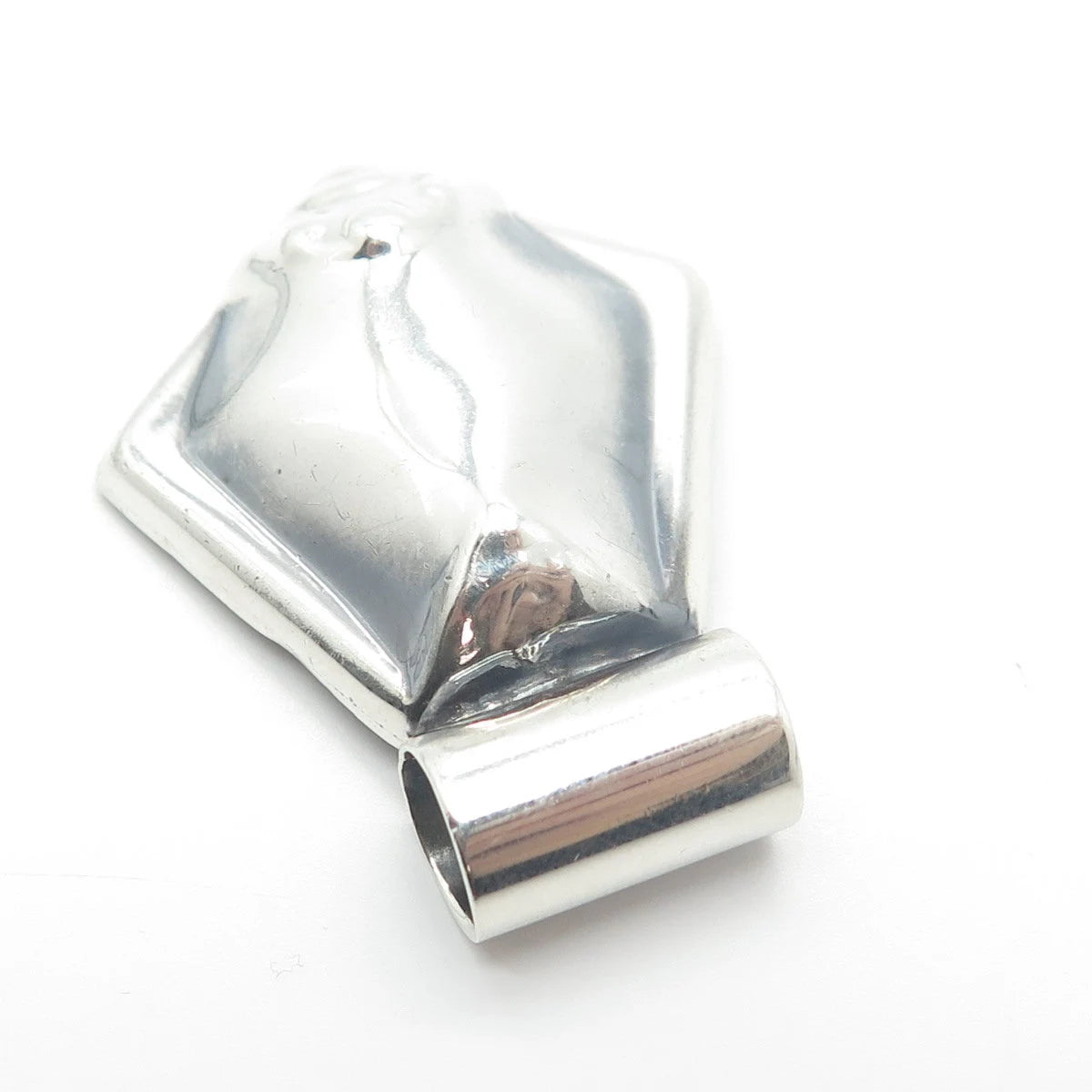 925 Sterling Silver Vintage Mexico Large Hollow Slide Pendant